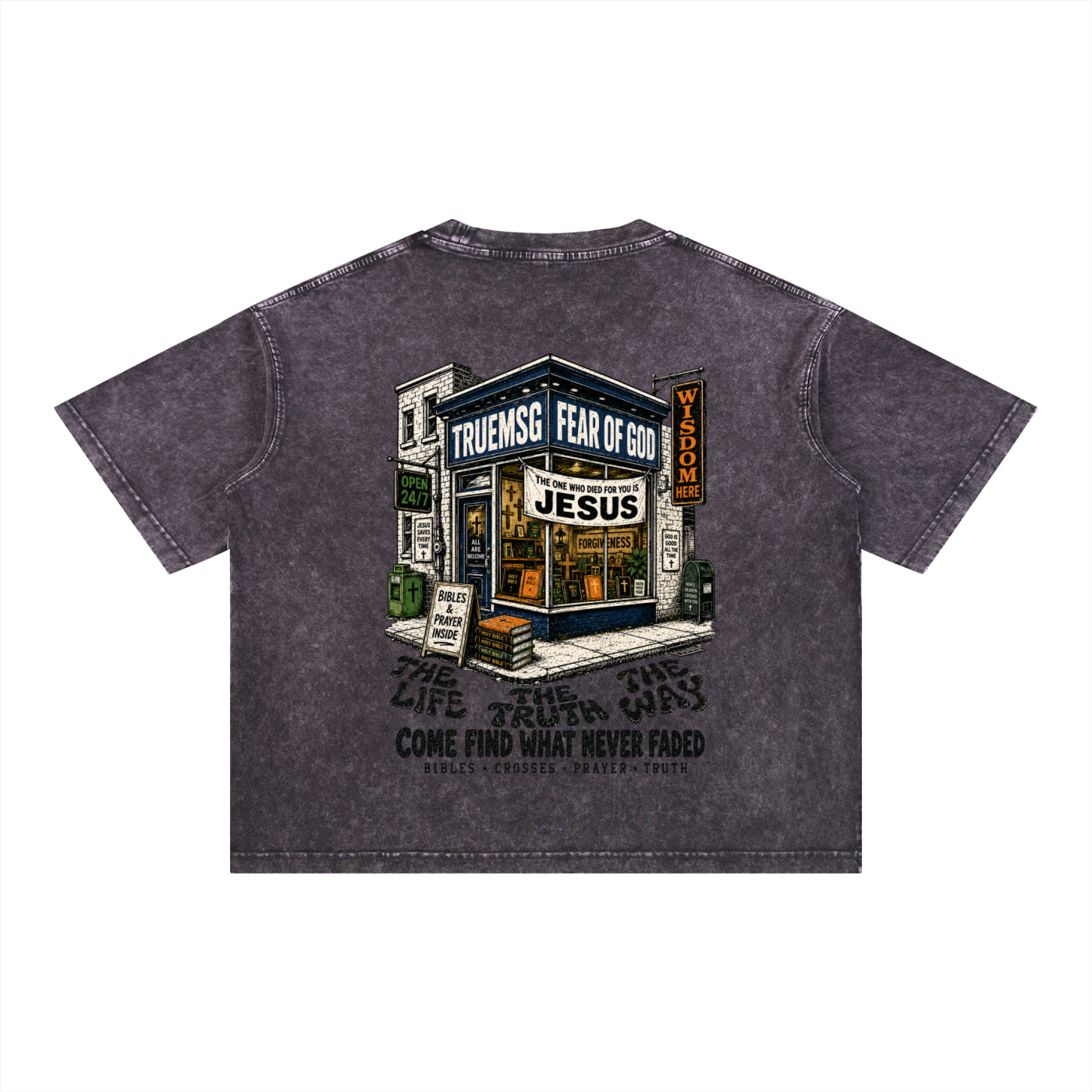 TRUEMSG Storefront Mineral Wash Boxy Cotton T-Shirt