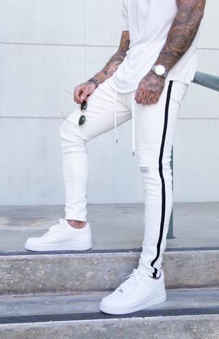 Men's Fashion Mid Waist Ripped Slim Jeans